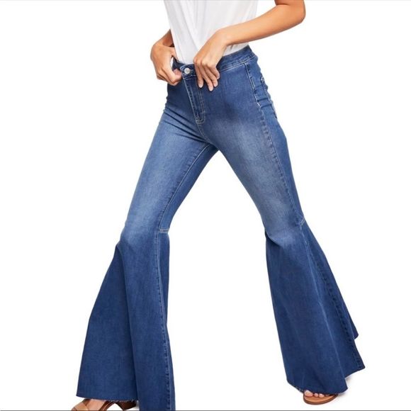 FREE PEOPLE just float on flare‎ jeans Jericho blue size 25 - Picture 2 of 5